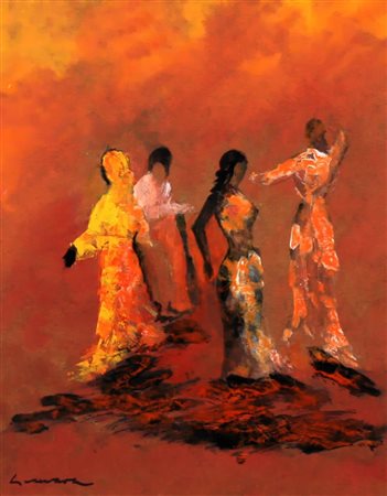 Jose Guevara 1926, Huelva - 2010, Huelva [Spagna] Bailarinas olio,...