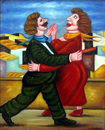 Salvo Lombardo 1948, Favara (Ag) - [Italia] Ballerini olio su tela 50x40 cm...