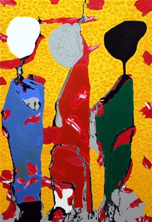 Giuseppe Montanari 1953, Terni (Tr) - [Italia] Donne masai mista su legno...