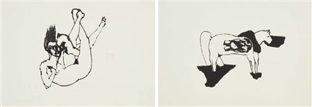CLEMENTE FRANCESCO Napoli 1952 senza titolo 1983 lotto di 2 tecniche miste su...