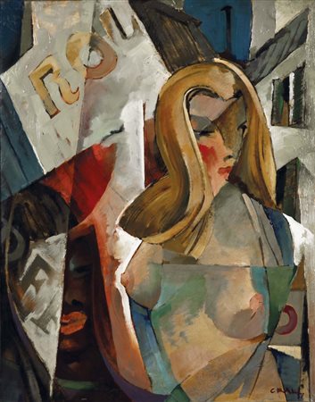 CRALI TULLIO Igalo 1910 - Milano 2000 Les filles des feuilles 1957 olio su...