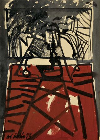 DI IORIO MARIO Tarvisio 1958 - 1999 La scala della follia 1983 tecnica mista...