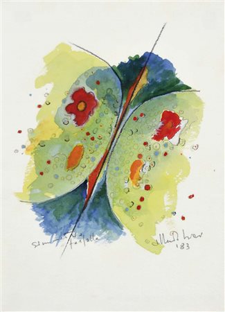 BIASI ALBERTO Padova 1937 Simmetria e farfalla 1983 tecnica mista su carta...