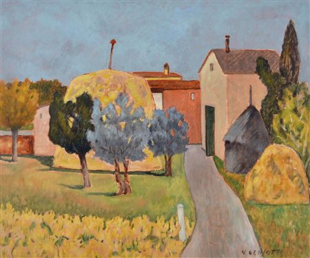 CENSOTTI VINCENZO Foiano della Chiana 1913 - Treviso 2005 Paesaggio olio su...