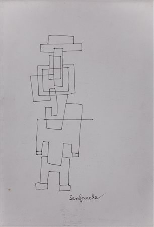 JEAN-JOSEPH SANFOURCHE (1929-2010)Senza TitoloBiro su cartoncinoCm...