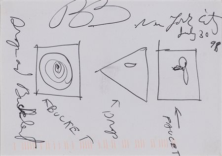 BILL BECKLEY (1946)Senza Titolo, 1998Biro su cartolina postaleCm...