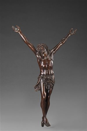 Artista della fine del sec. XVIII "Cristo crocifisso" scultura in bronzo...