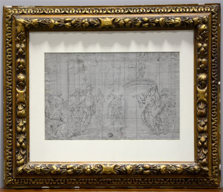 Maestro del secolo XVIII "Scena storica" disegno preparatorio a matita (cm...