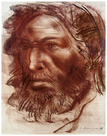 PIETRO ANNIGONI Milano 1910 – Firenze 1988 Volto anni ‘80 Sanguigna su...