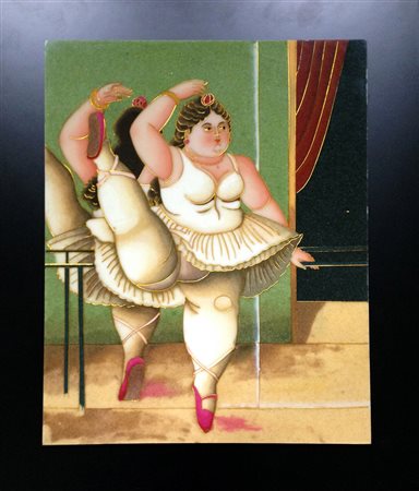 Opera artigianale di arredo "Omaggio a Botero" Smalti e inserti in filo di...