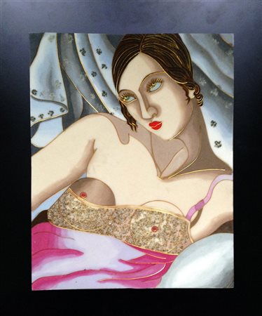 Opera artigianale di arredo "Omaggio a Tamara de Lempicka" Smalti e inserti...