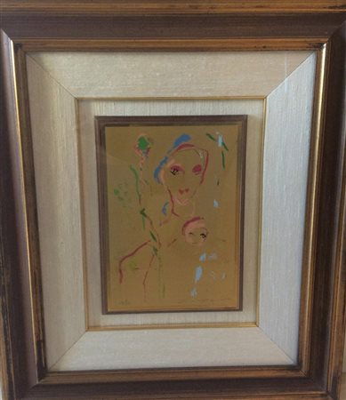 Ernesto Treccani "Senza titolo" Interventi a smalto su lamina dim. cm 25,5x18...