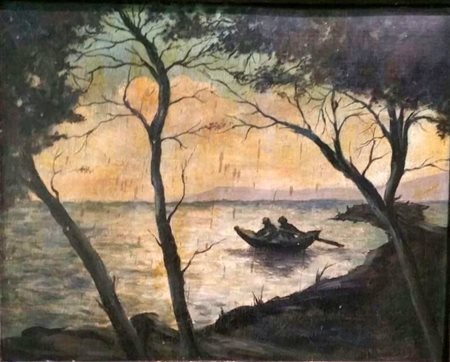 Nanni Del Mastro "Controluce Finalmarina" anno 1937 cm 40x50 olio su tavola