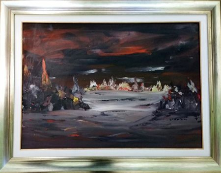 Henry Jelinek "Paesaggio lunare" olio su tela cm 50x70 Opera corredata di...