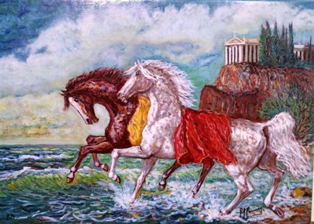 Giovan Francesco Gonzaga "Corsieri di Achille" Serigrafia polimaterica su...