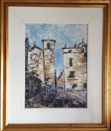 Roberto Balducci "Moncalieri La Piazza" Anno 1999 olio materico su tela cm....