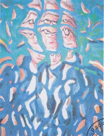 Paolo Avanzi "Il professore" Olio su tela cm 30x24 Certificato dell'artista...