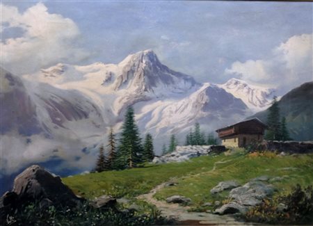 Valli "Paesaggio alpino" Olio su tela cm 50x70 Firma in basso a sx -...