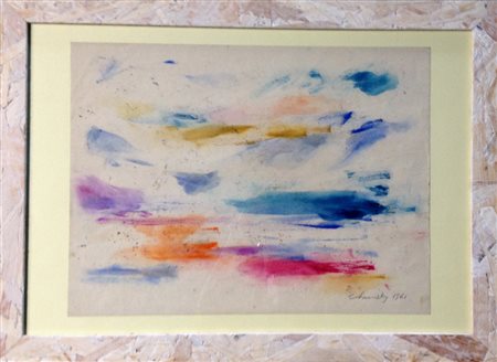 Schawinsky "Lago Maggiore" 1961 Tecnica mista su carta cm 39x29 - Firma in...