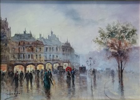 Andrea Di Dio "Vecchia Parigi" olio su tela cm 50x70 opera ben incorniciata...
