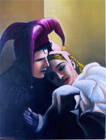 Antonio Sciacca "Innamorarsi a Venezia" Olio su tela cm 90x70 - Autentica...