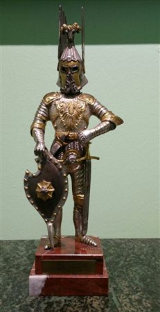 Statuetta in metallo "Sigfrido" con basamento in marmo h cm 28 Esemplare 191/700