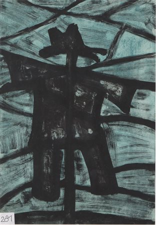 Francesco Casorati "Spaventapasseri" 1957 Tempera su carta cm 70x50 - Firma e...