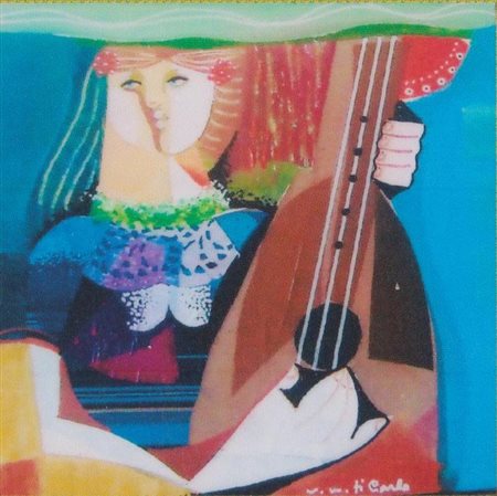 Vittorio Maria Di Carlo "Musicante" 2011 Olio e collage su tela cm 40x40 -...