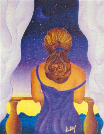 KIno Mistral "Notte Sul Lago Lilla" Olio su tela cm 50x40 opera ben...