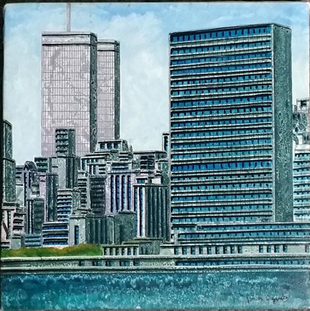 Tonino Caputo "New York & Towers" Olio su tela cm 25x25 - Firma in basso a dx...