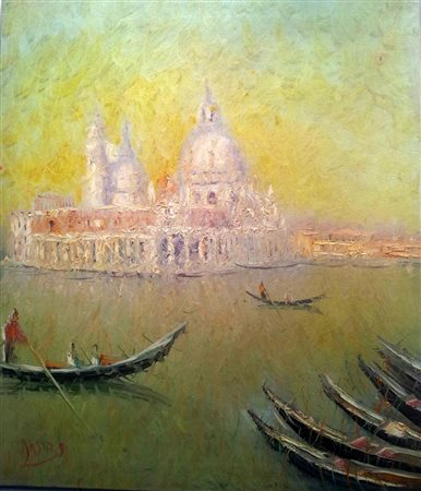Roberto Masia "Venezia" Olio su tela cm 70x60 - Firma in basso a sx -...