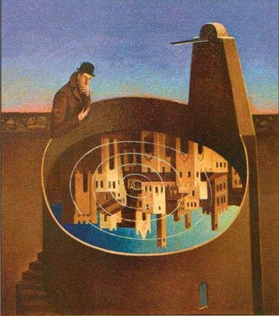 Franco Fortunato "Il viaggio del vagabondo" Olio su tavola cm 40x35 -...