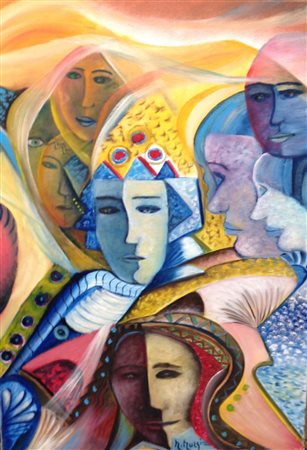 Maria Murgia "Sentimenti confusi" Olio su tela cm 70x50 - Firma in basso al...