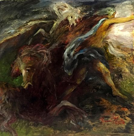 Gianni Testa "Fuga dai bradi" 2014 olio su tela cm 30x30 Autentica...