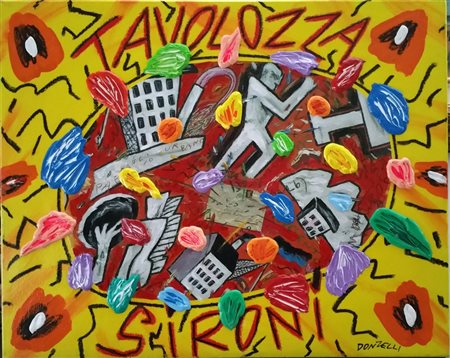 Bruno Donzelli "Tavolozza Sironi" olio, acrilici e smalti su tela cm 40x50...