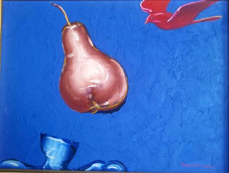 Aldo Turchiaro "Pera e colomba" olio su tela cm 30x40 Firma in basso a dx -...