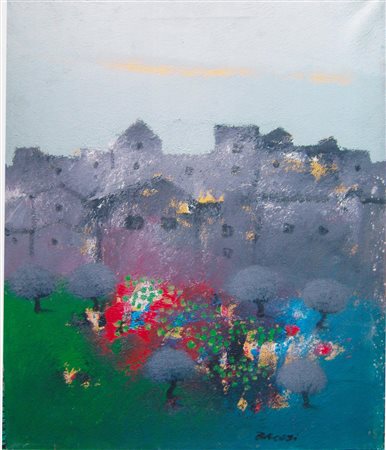 Manlio Bacosi "Paesaggio umbro" olio su tela cm 60x50 Autentica Galleria...