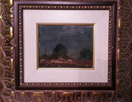 Pietro Annigoni "Paesaggio" olio su cartoncino cm 12x15 - Autentica...