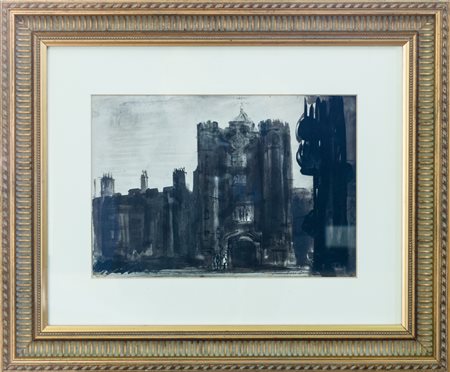 Pietro Annigoni "Vecchio castello" China acquerellata cm 25x35 - Firma in...