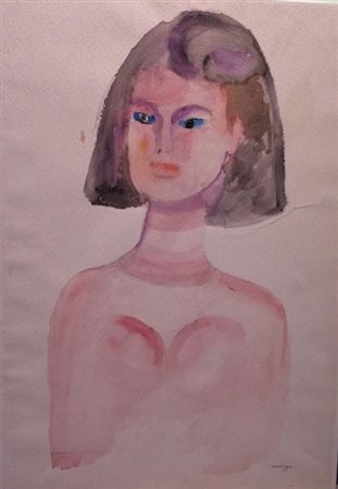 Bruno Cassinari "Figura femminile" 1965 Acquerello e china su carta intelata...