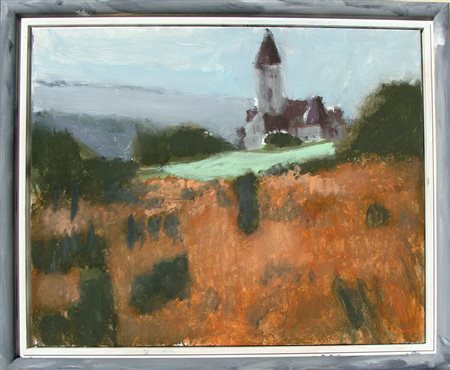 Markus Lupertz "Paesaggio" Olio su tela e cornice d'artista cm 96x116 -...