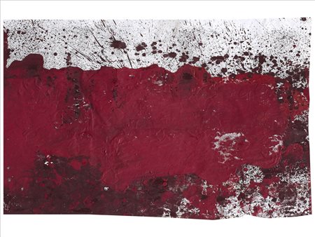 Hermann Nitsch "Schuttbild auf Papier" 2002 Olio su carta applicata su tavola...
