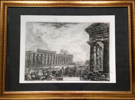 Giovan Battista Piranesi Tav. IV. 663 "Vue des 18 colonnes" Stampa ben...
