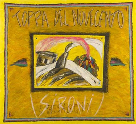 Bruno Donzelli Napoli 1941 Toppa del Novecento e paesaggio Sironi 1985, Olio,...
