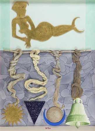 Lucio del Pezzo Napoli 1933 Berenice 1989, Collage e acrilico su cartoncino,...