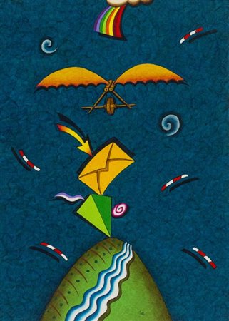 Giuliano Ghelli Firenze 1944 2014 La felicità del giocoliere , Olio su tela,...