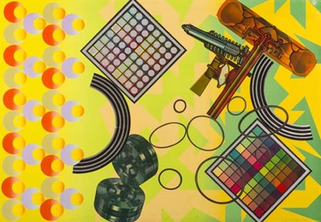 Peter Phillips Birmingam 1939 Senza titolo 1974, Serigrafia e collage su...