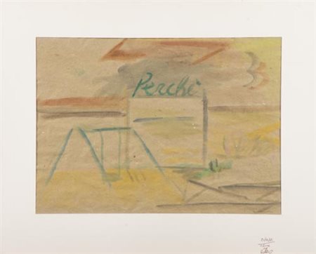 Mario Francesconi Viareggio 1934 Perchè , Tecnica mista su carta, cm. 31x43...