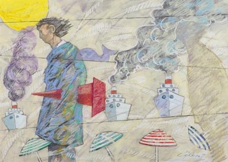 Giampaolo Talani San Vincenzo 1955 Rotte traverse 2016, Tecnica mista su...