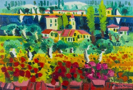 Athos Faccincani Peschiera del Garda (Vr) 1951 Lago di Garda , Olio su tela ,...